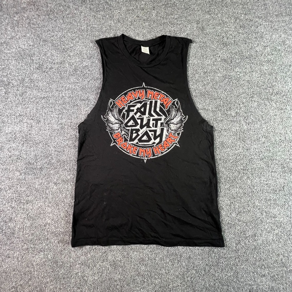 Vintage Heavy Metal Tank Top Women's Med "Fall Out Boy Broke My Heart" USA Made